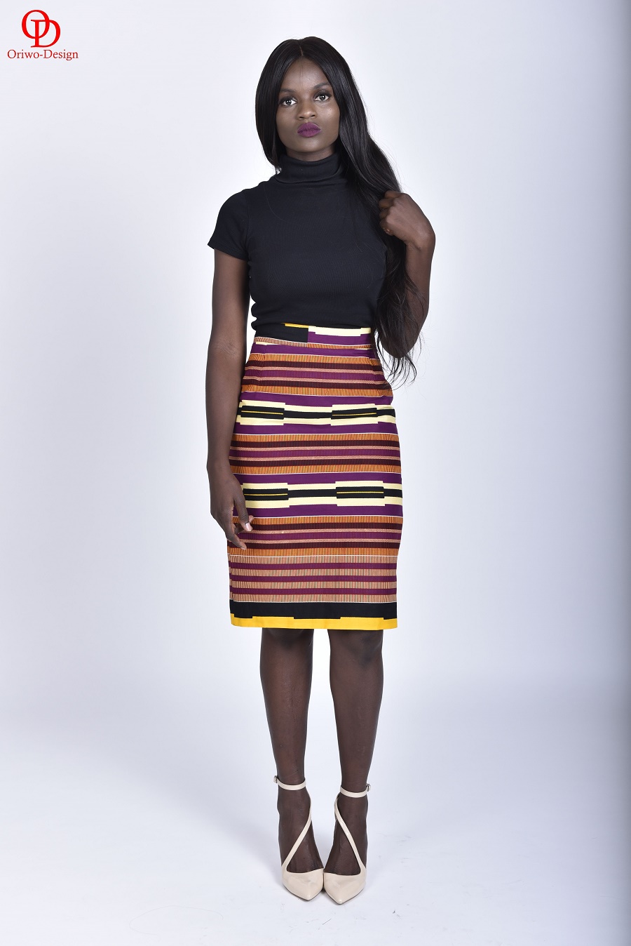 Striped-African-Print-Pencil-skirt