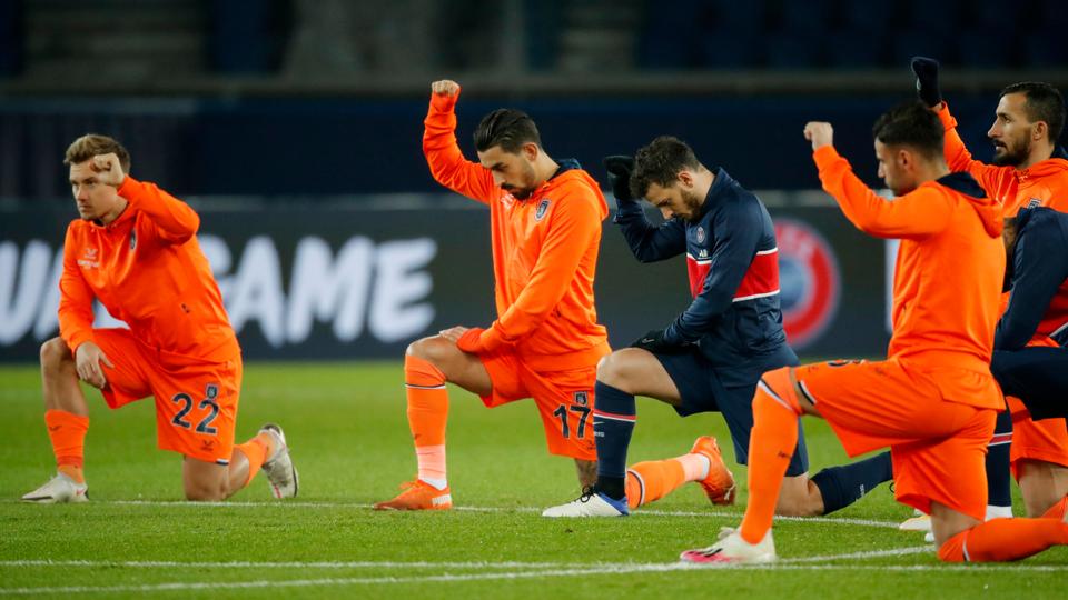 PSGIstanbul Basaksehir match Players take a knee against racism