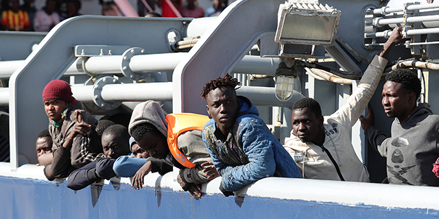 Refugees on a boat