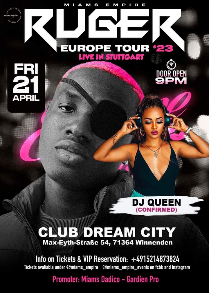 Nigerian afrobeats artiste Ruger to perform in Stuttgart Germany