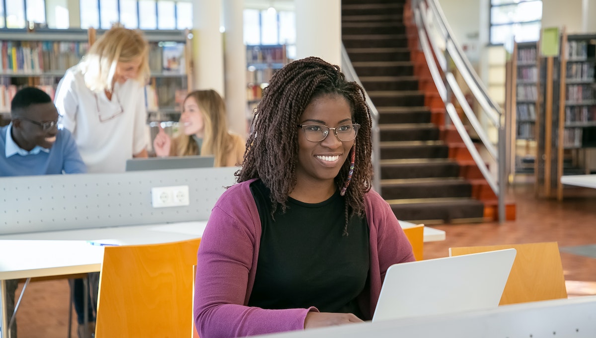 Black woman doing research