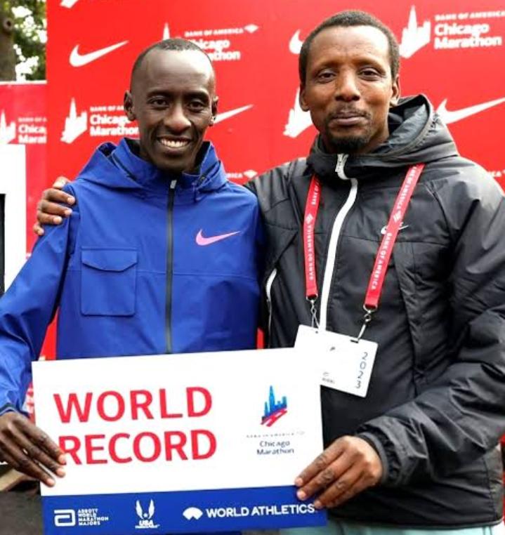 Kelvin Kiptum with his Rwandese coach Gervais Hakizimana